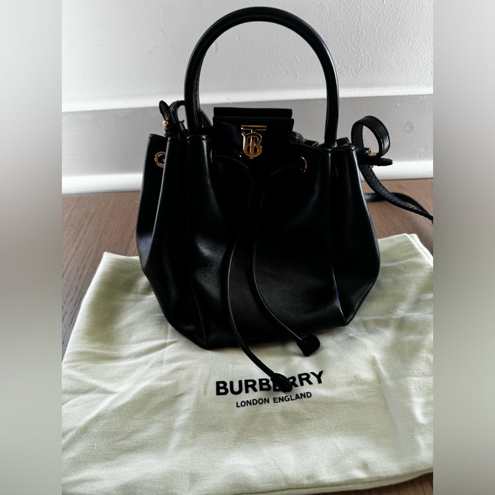 Burberry Leather Bucket Bag w/ detachable strap.